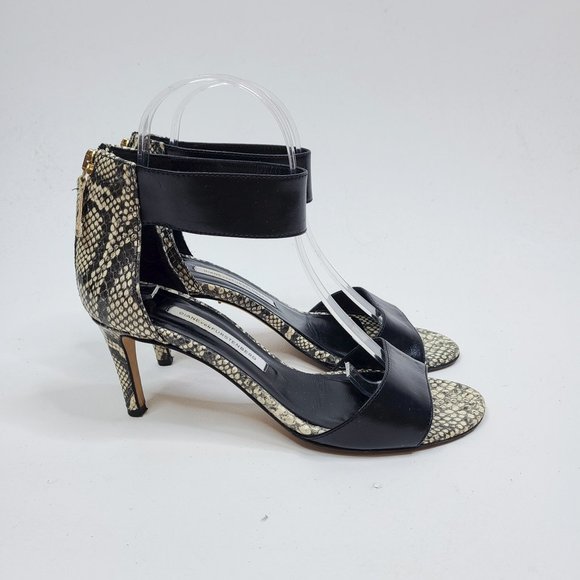 Diane Von Furstenberg Shoes - DVF Snakeskin Open Toe Ankle Strap Heels Size 7.5